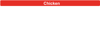 131 Chicken-Chips Teller 9,00  mit Pommes, 9 Chicken Nuggets, Salat und Spezialsoe 132 Chicken-Chips (6 Stck) 5,00  133 Chicken Chips (9 Stck) 6,00  134 Chicken Chips (12 Stck) 7,00  c-f-g-i-j-1 c-f-g-i-j c-f-g-i-j c-f-g-i-j Chicken